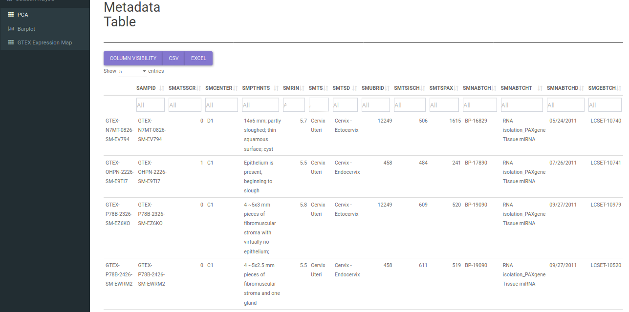 Metadata Table