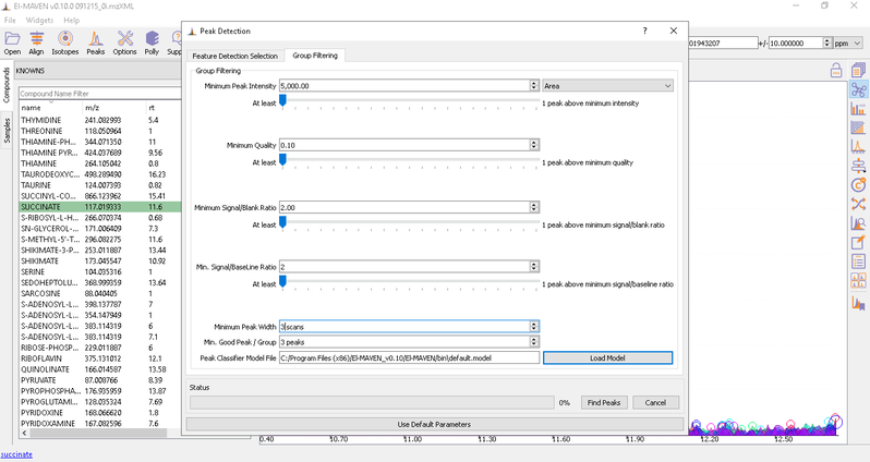 Group filtering dialog