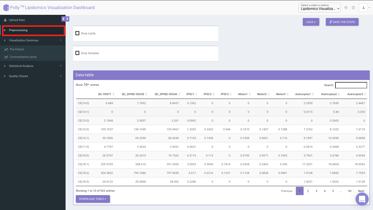 Preprocessing interface