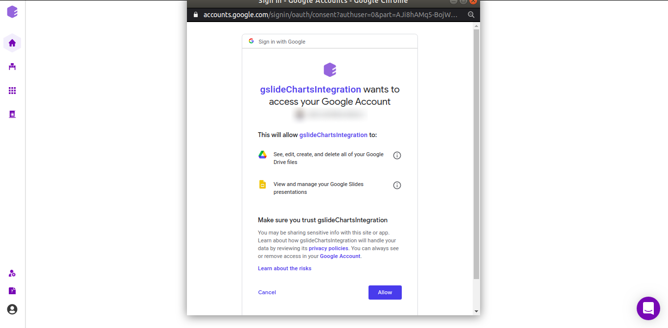Confirm access to Google account