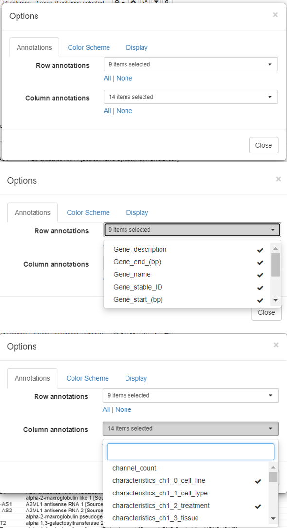 Row/Column Annotations